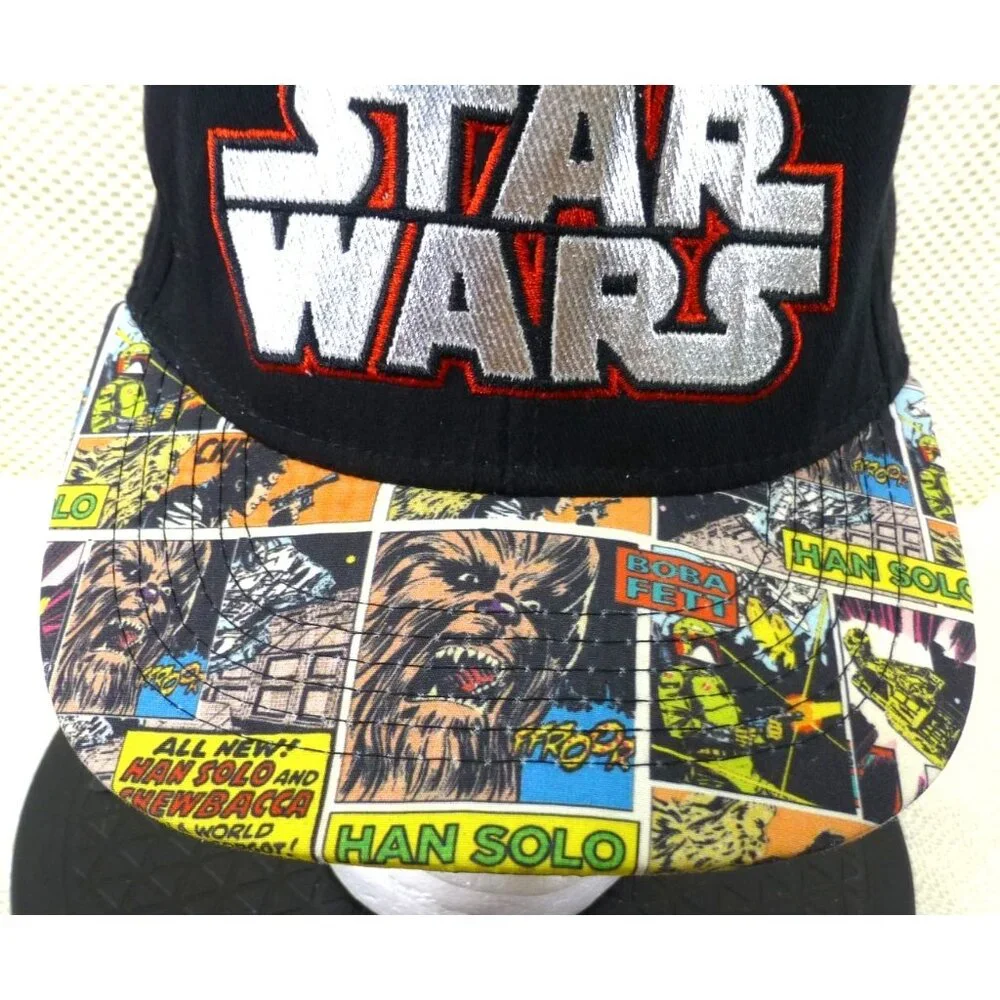 Star Wars Youth Snapback Hat Black With Comic Print‎ Brim Adjustable Fit